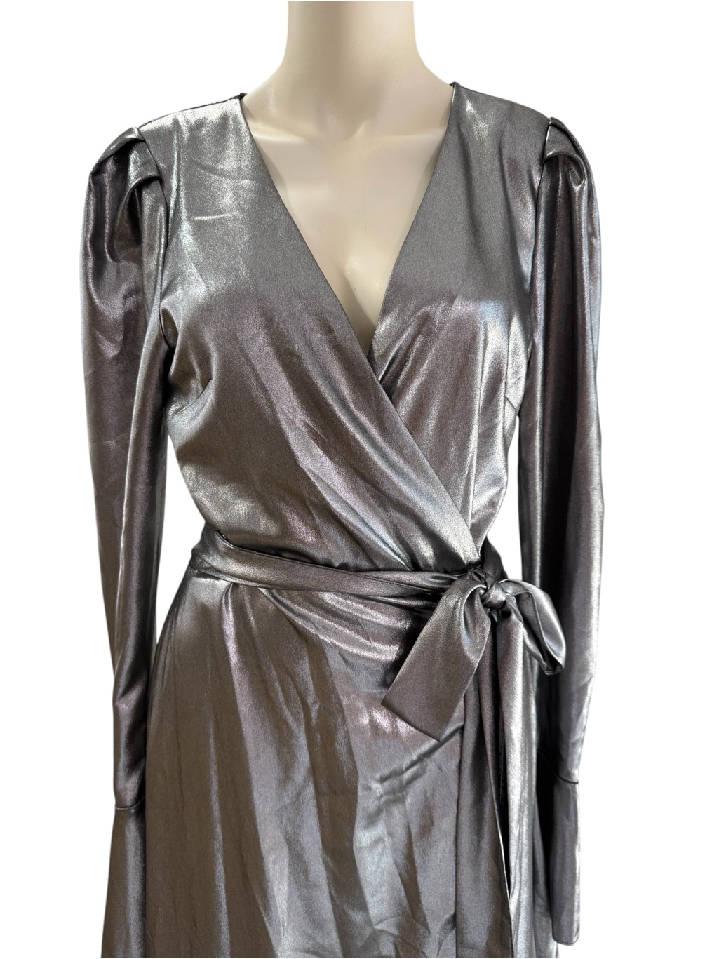 Rotate Birger Christensen Lame Wrap Midi Dress Women’s Size Large — image 3 of 8